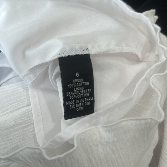 White Ruffle Sun Dress with Criss-Cross Bodice, Smocked Waistline & Full Skirt - Picture 10 of 10